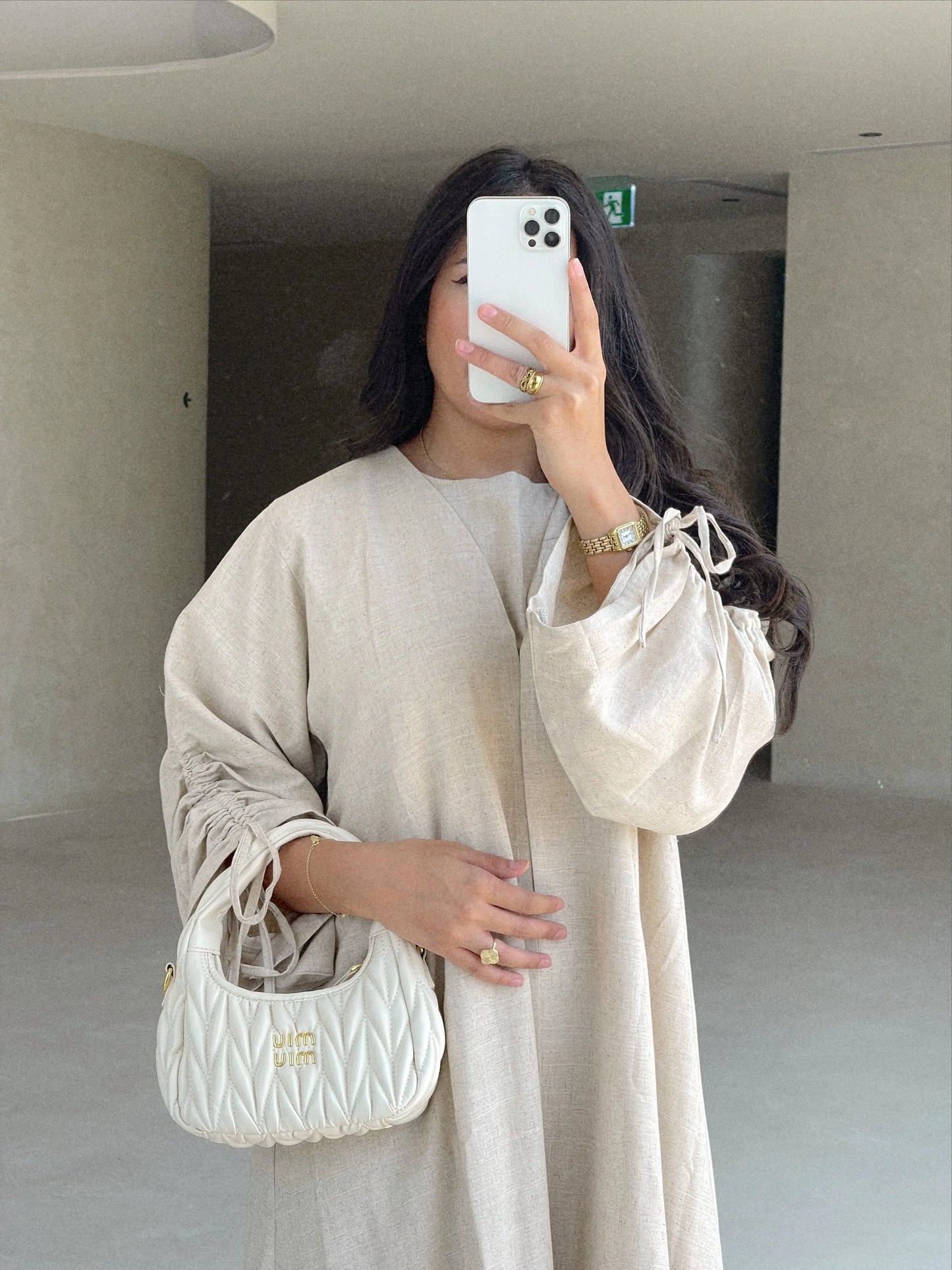 linen abaya, ruffled arms abaya, ruffled abaya, simple abaya, classy abaya, summer abaya,